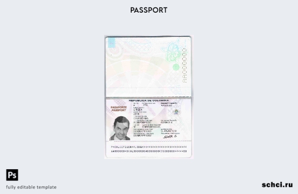 скачать цифровой шаблон паспорта Колумбии